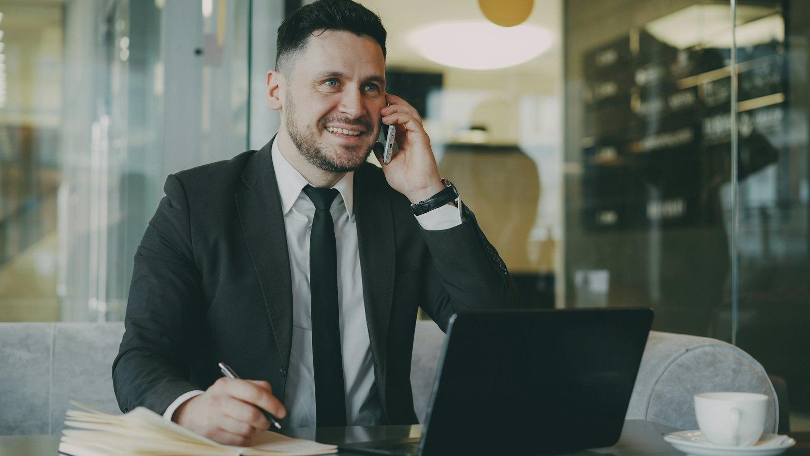 Insurance agent on a call